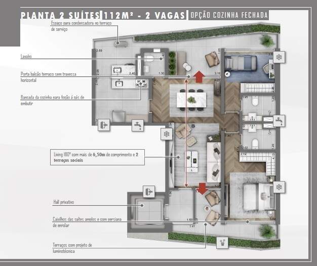 Apartamento à venda com 2 quartos, 108m² - Foto 3