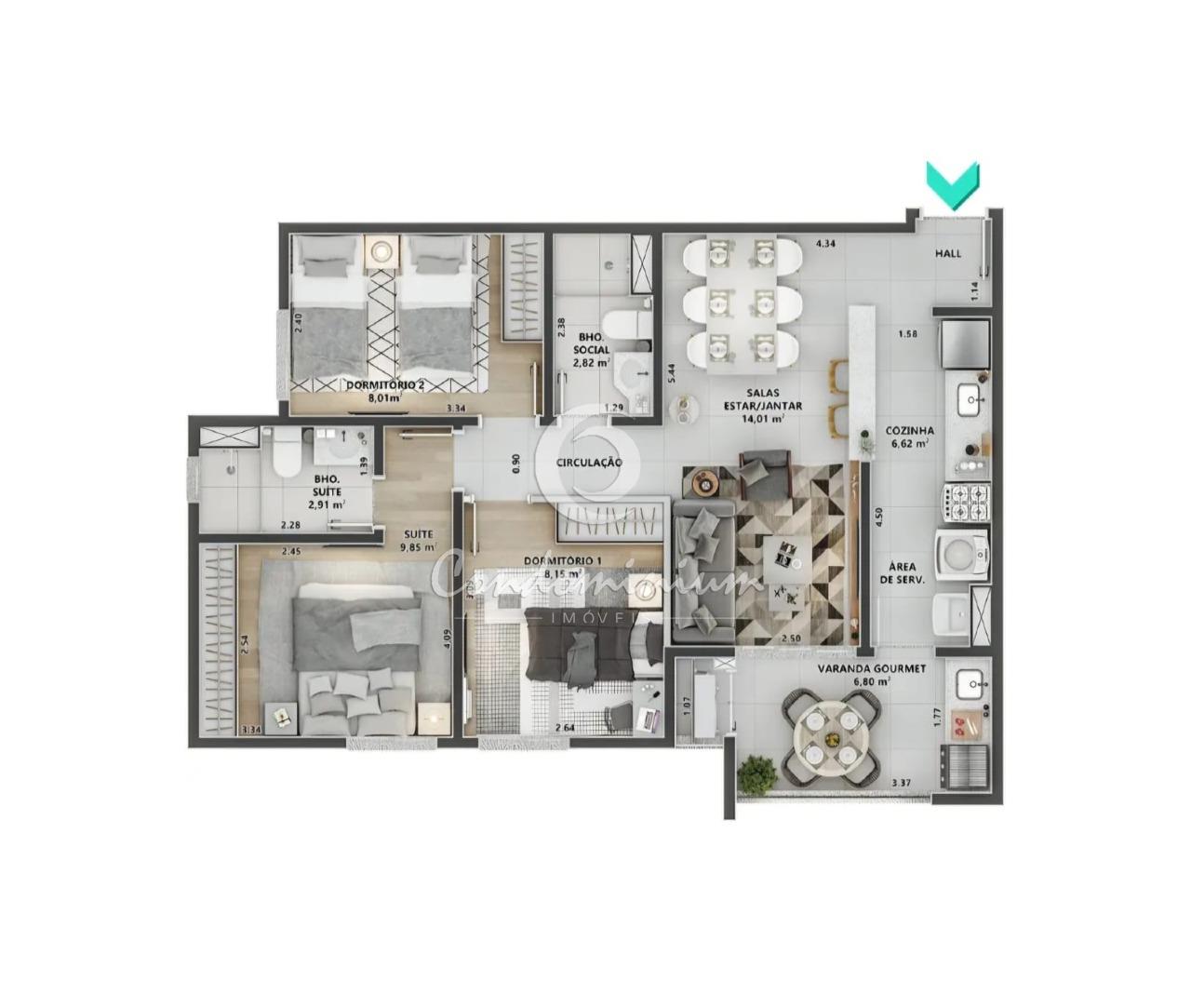 Apartamento com 3 quartos à venda, 74m² — foto 9 de 9