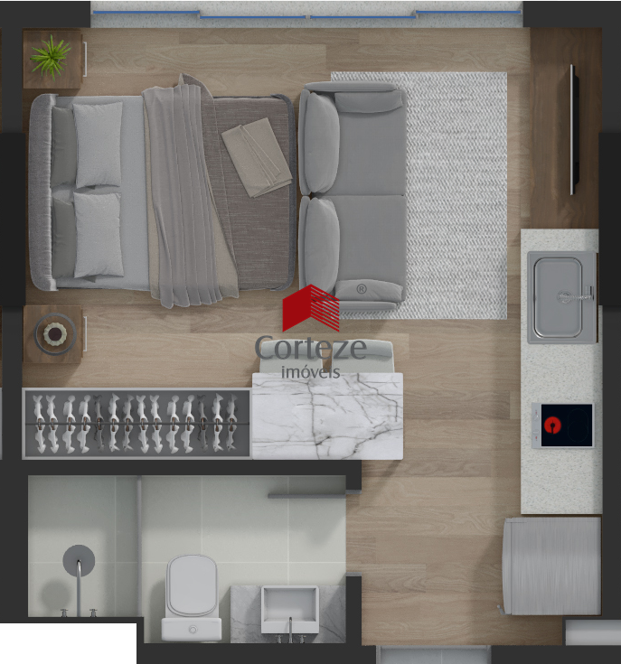 Apartamento para à venda no Centro em Curitiba - 19353: Planta Studio