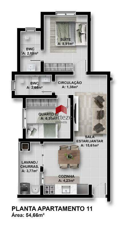 Apartamento para à venda no Colônia Rio Grande em São José dos Pinhais - 20317: 
