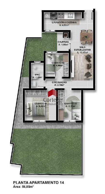 Apartamento para à venda no Colônia Rio Grande em São José dos Pinhais - 20317: 