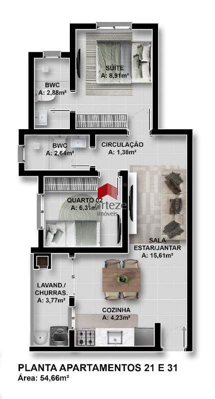 Apartamento para à venda no Colônia Rio Grande em São José dos Pinhais - 20317: 