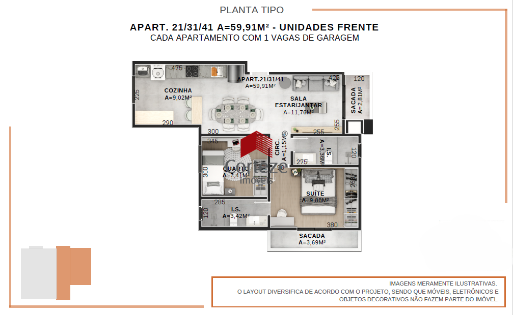 Apartamento para à venda no Afonso Pena em São José dos Pinhais - 20369: 