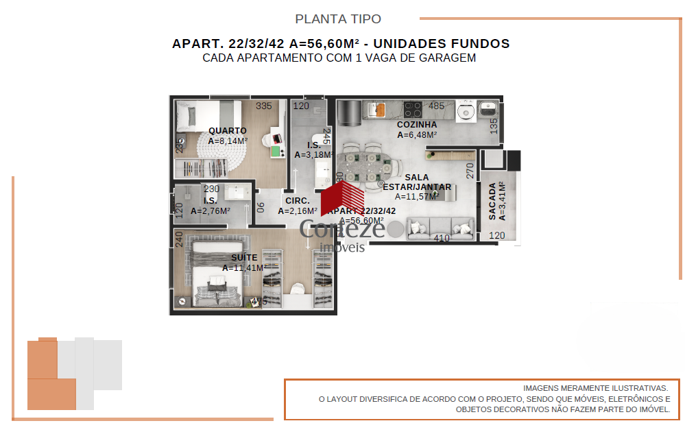 Apartamento para à venda no Afonso Pena em São José dos Pinhais - 20369: 