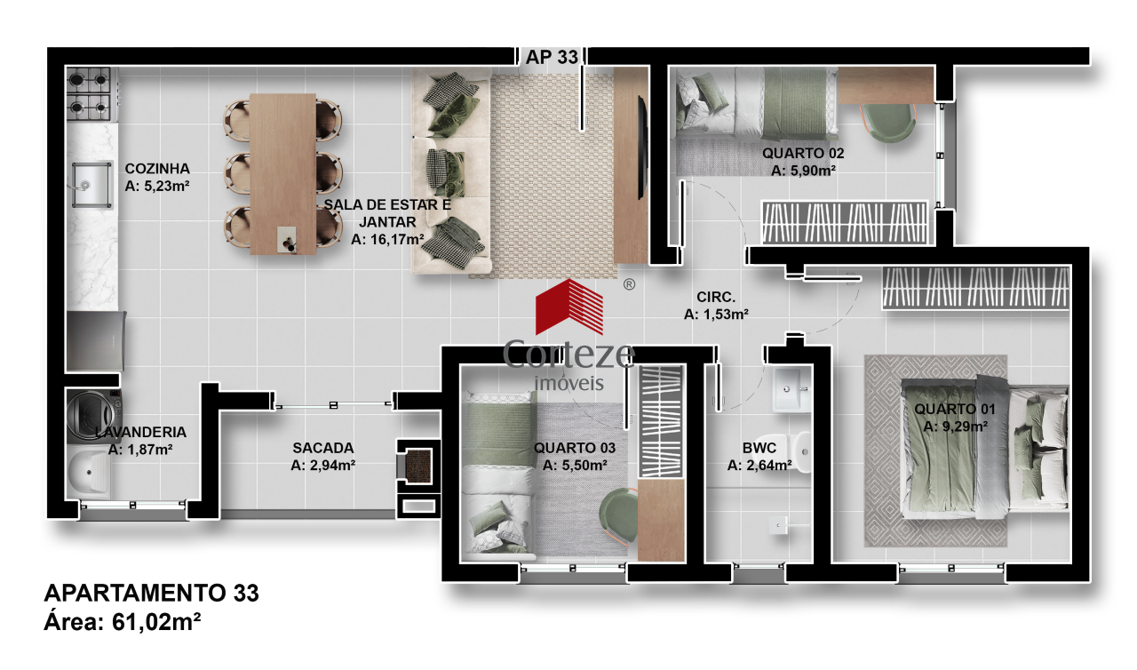 Apartamento para à venda no Parque da Fonte em São José dos Pinhais - 21388: 