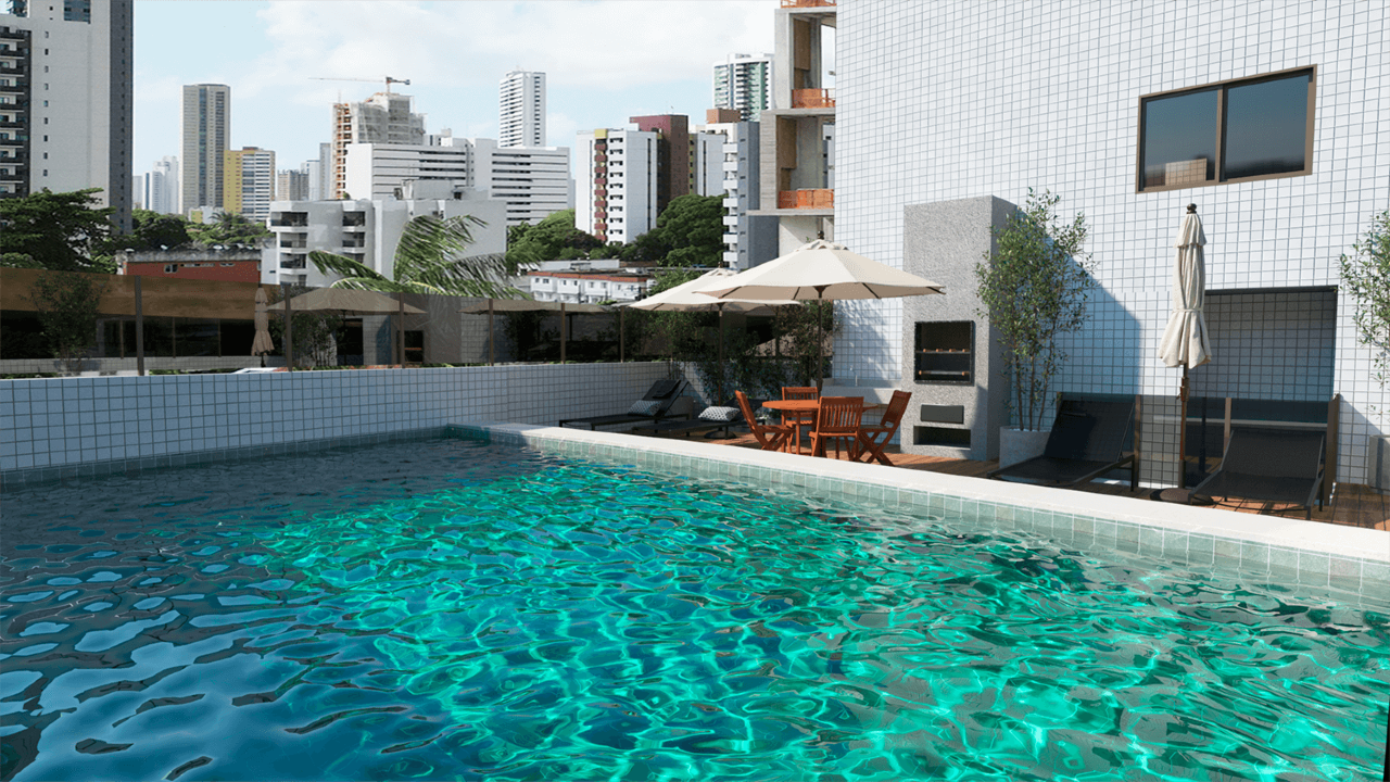 Studio 2 quartos ( 1 suíte ) para à venda em Casa Forte - Recife - Edf. Varandas de Casa Forte - CTI imobiliaria: Piscina