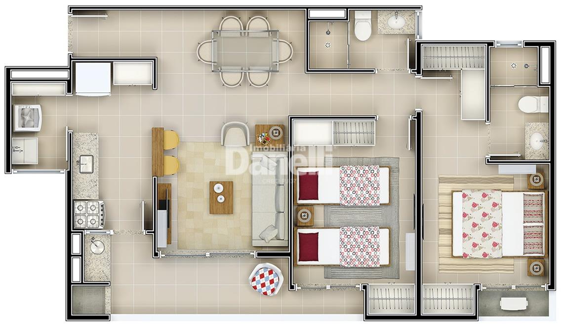 Apartamento à venda no Loteamento Residencial e Comercial Bosque Flamboyant: 