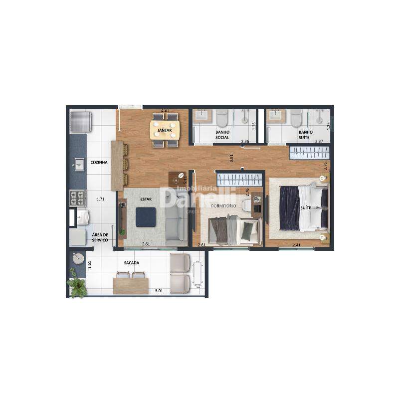Apartamento à venda no Jardim das Nações: 62m² - Finais  2 e 5
