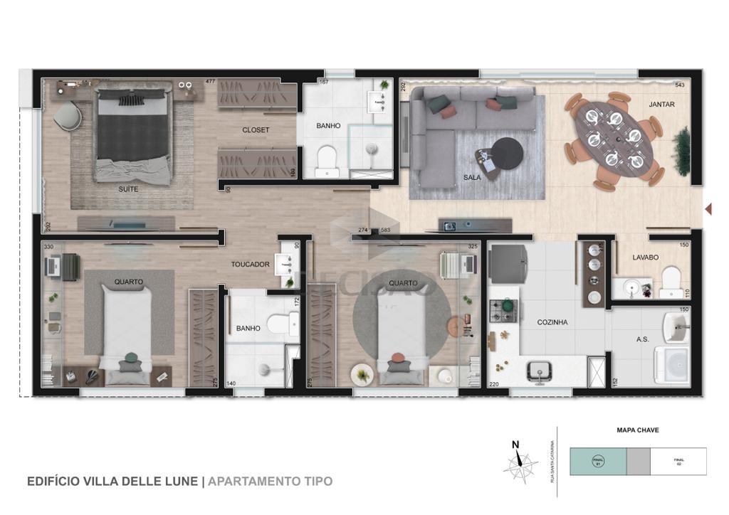 Apartamento 3 Quartos à venda no Lourdes: 