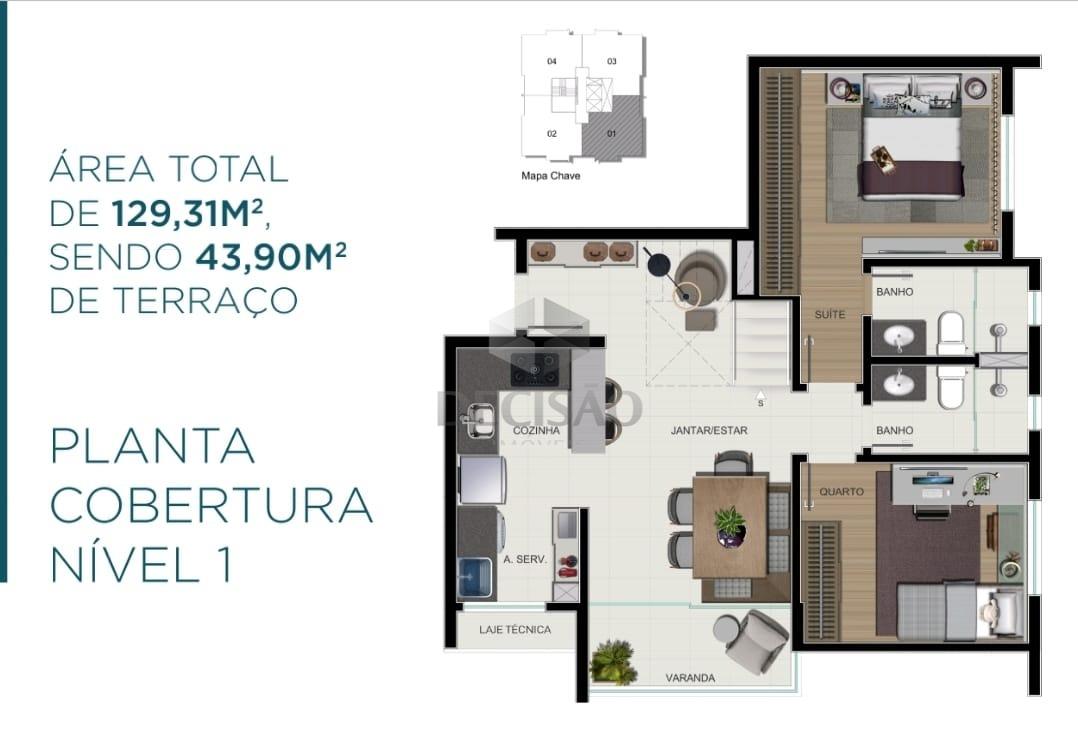 Apartamento 1 Quarto à venda no Nova Suíssa: 