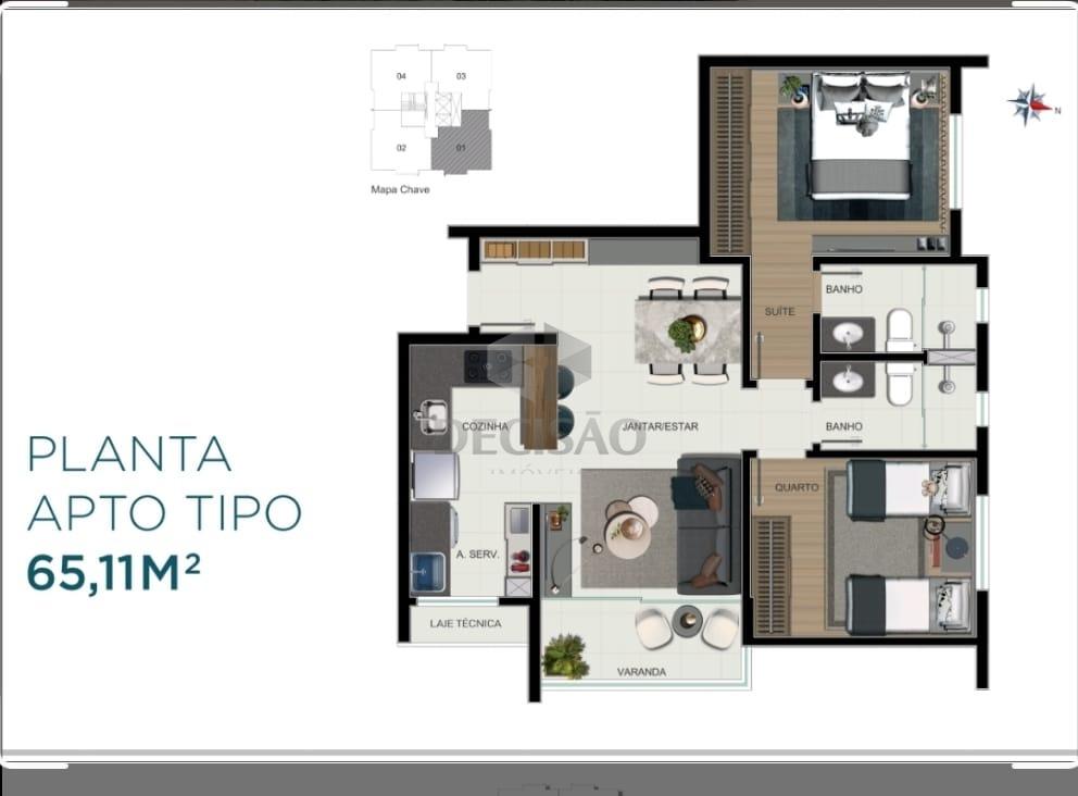 Apartamento 1 Quarto à venda no Nova Suíssa: 