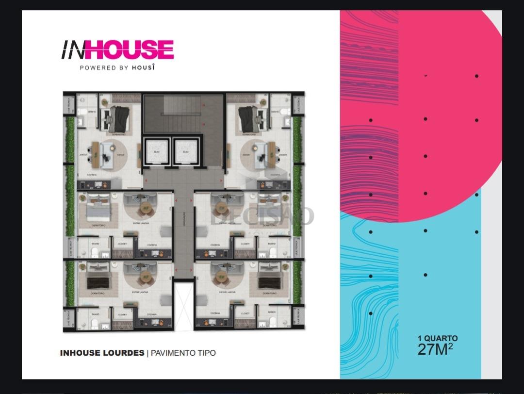 Apartamento 1 Quarto à venda no Lourdes: 