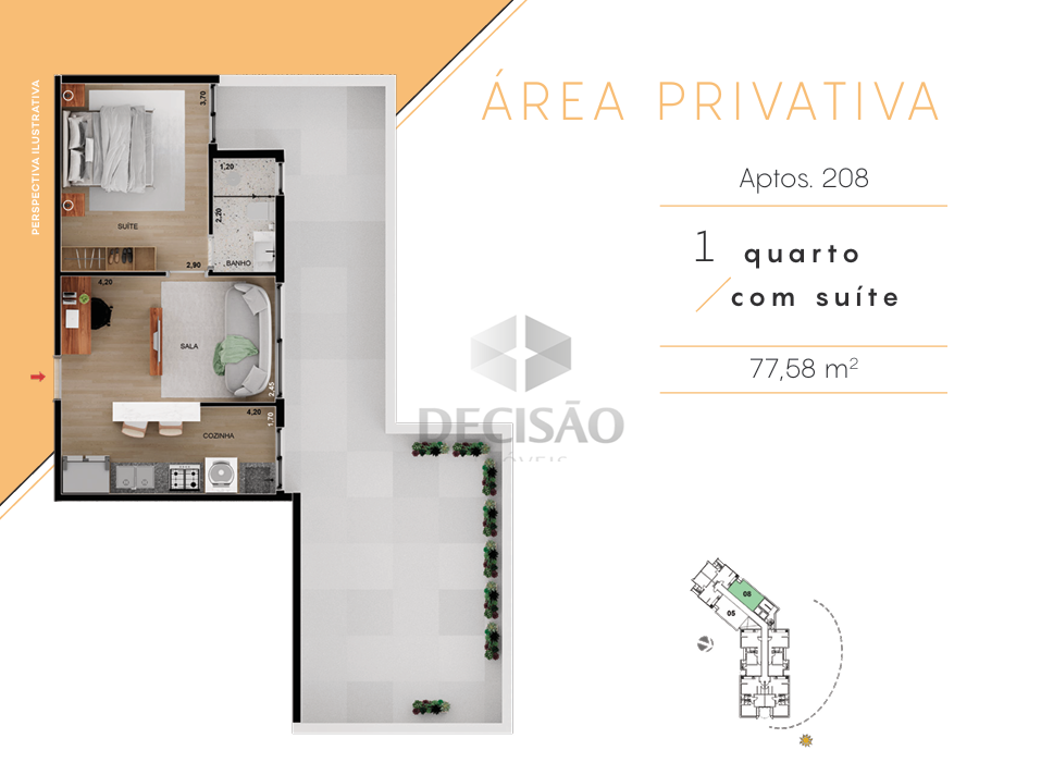 Apartamento 1 Quarto à venda no Serra: 