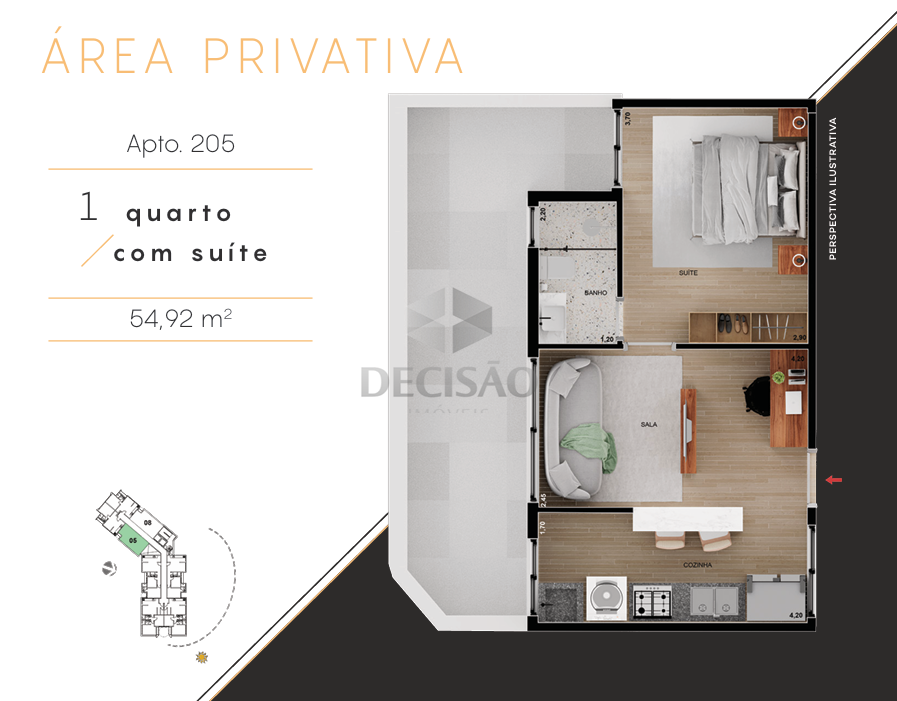 Apartamento 1 Quarto à venda no Serra: 