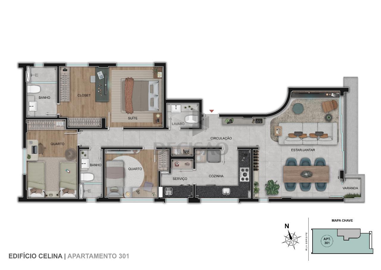 Apartamento 3 Quartos à venda no Funcionarios: 