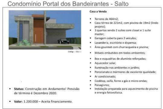 Casa em condomínio à venda no Jardim Buru: 