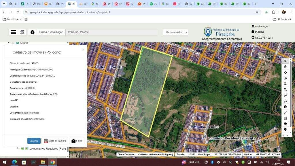 Área à venda no Parque Residencial Monte Rey II: 