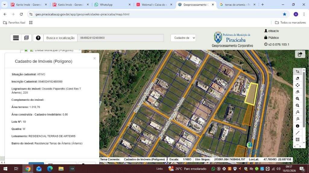 Terreno à venda no Residencial Terras de Ártemis: 