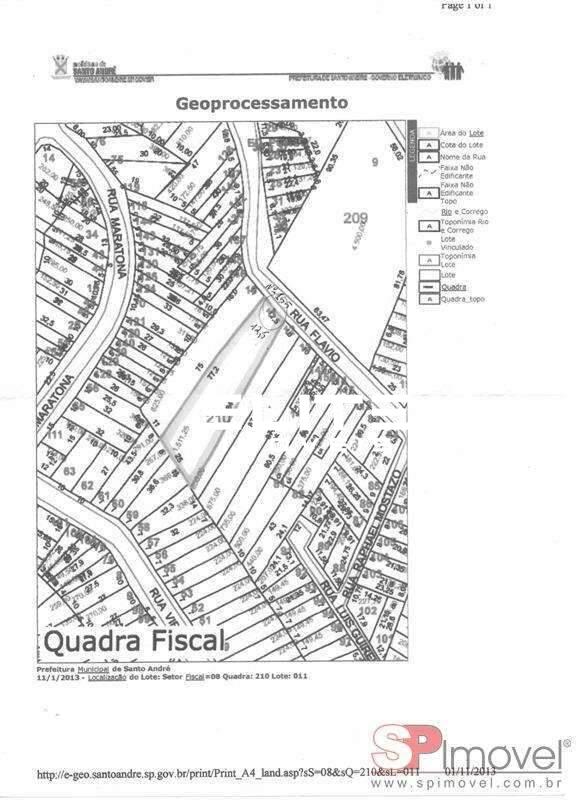 Terreno à venda no Vila Alto de Santo André: 