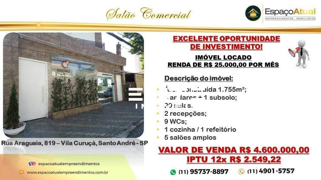 Prédio à venda no Vila Curuçá: 