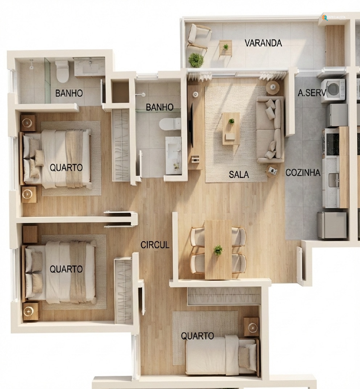 Apartamento, 3 quartos, 70 m² - Foto 4