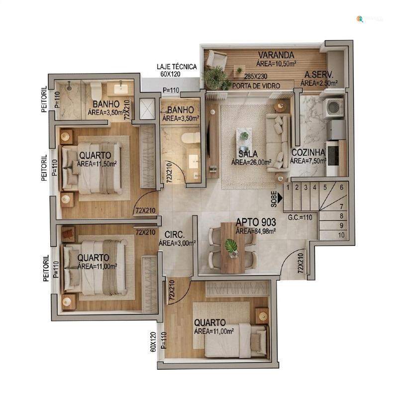 Apartamento, 3 quartos, 70 m² - Foto 6