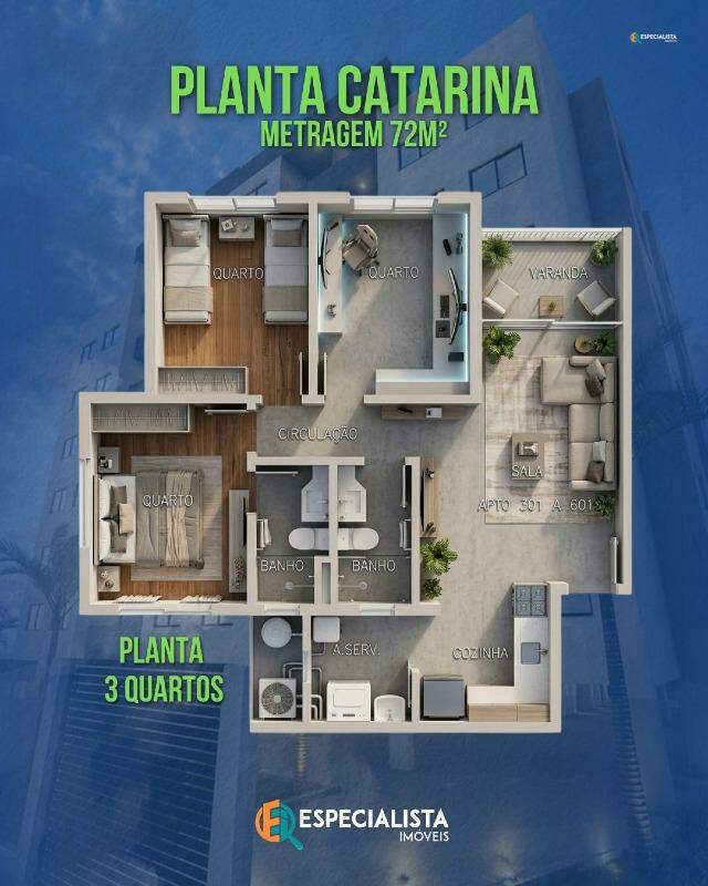 Apartamento, 3 quartos, 62 m² - Foto 6