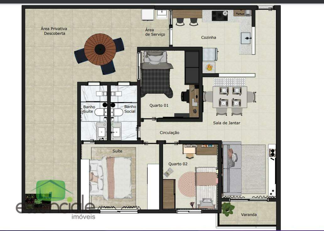 Apartamento à venda com 3 quartos, 80m² - Foto 2