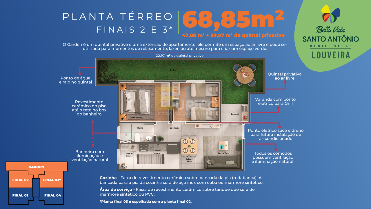Apartamento à venda no Bairro Santo Antônio em Louveira/SP: 