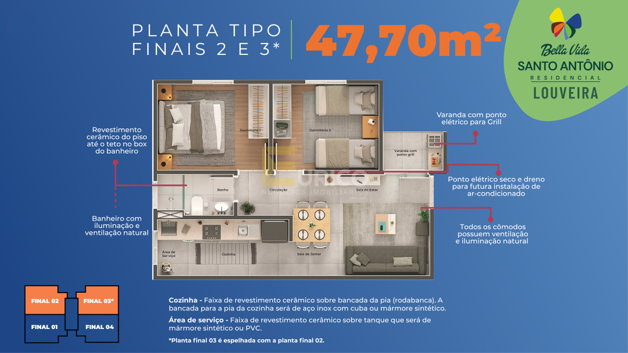 Apartamento à venda no Bairro Santo Antônio em Louveira/SP: 