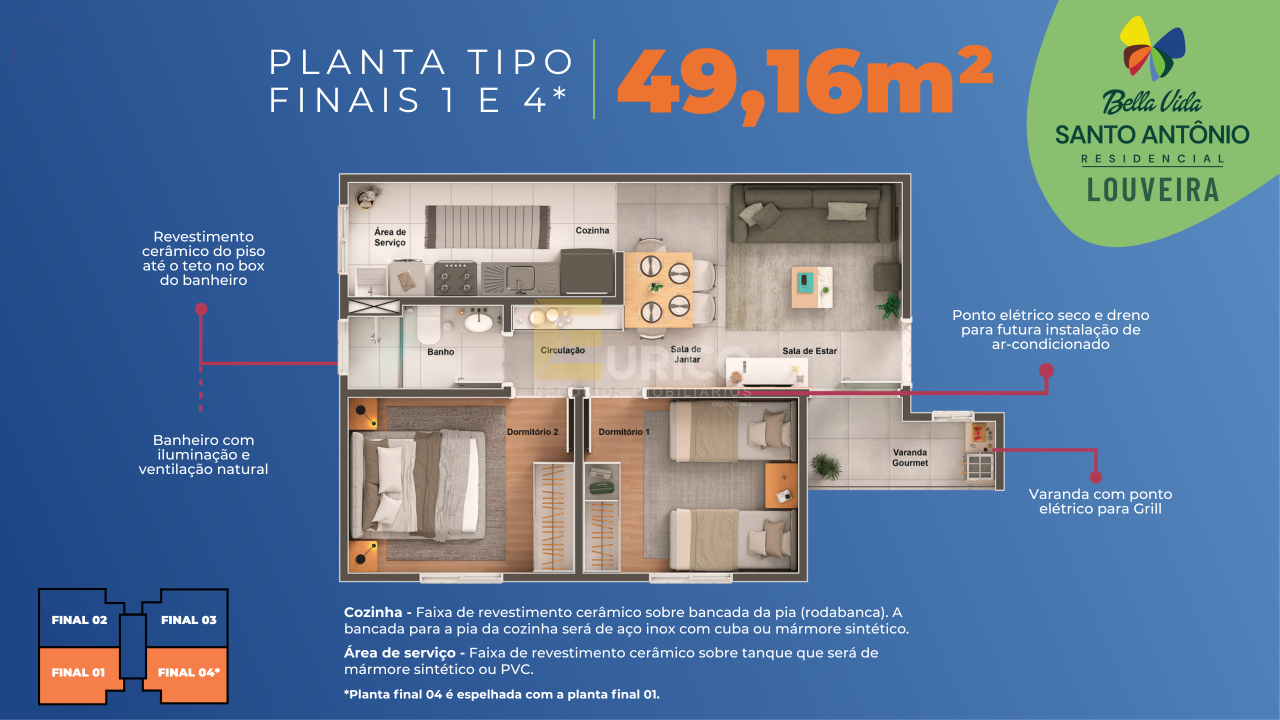 Apartamento à venda no Bairro Santo Antônio em Louveira/SP: 