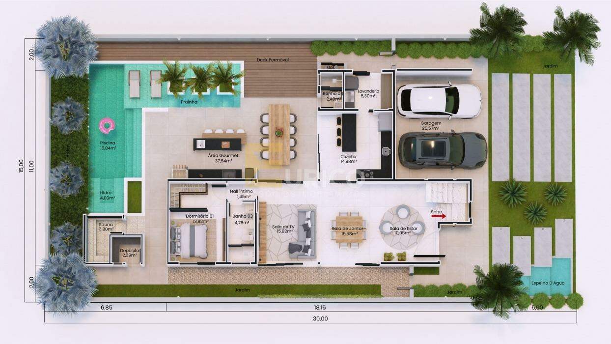 Casa em condomínio à venda no Loteamento Alphaville Jundiaí Fase 01 em Jundiaí/SP: PIso inferior