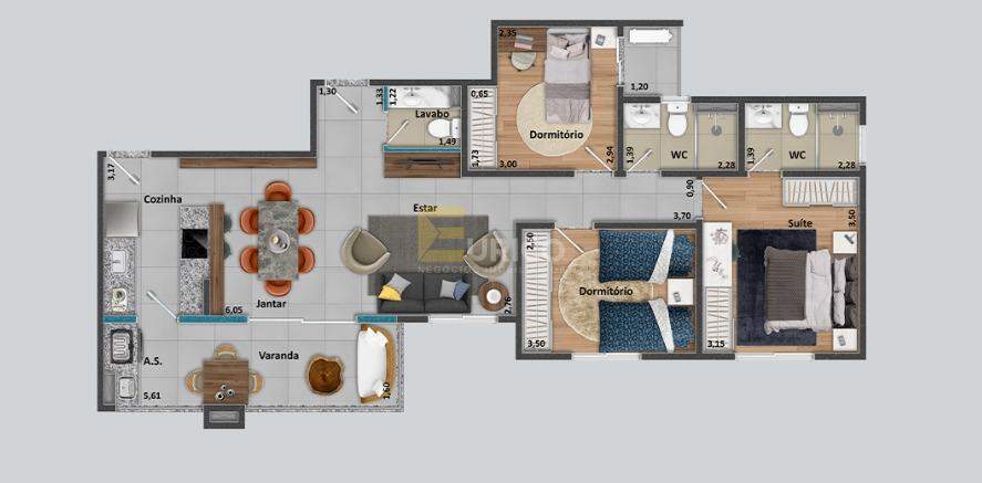 Apartamento à venda no Condomínio Singolare Residenza em Valinhos/SP: 