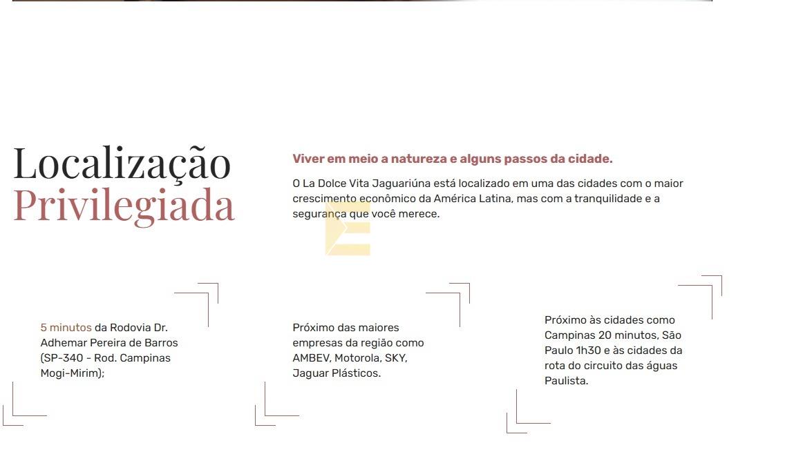 Terreno em Condomínio à venda no Condomínio La Dolce Vita Jaguariúna em Jaguariúna/SP: 