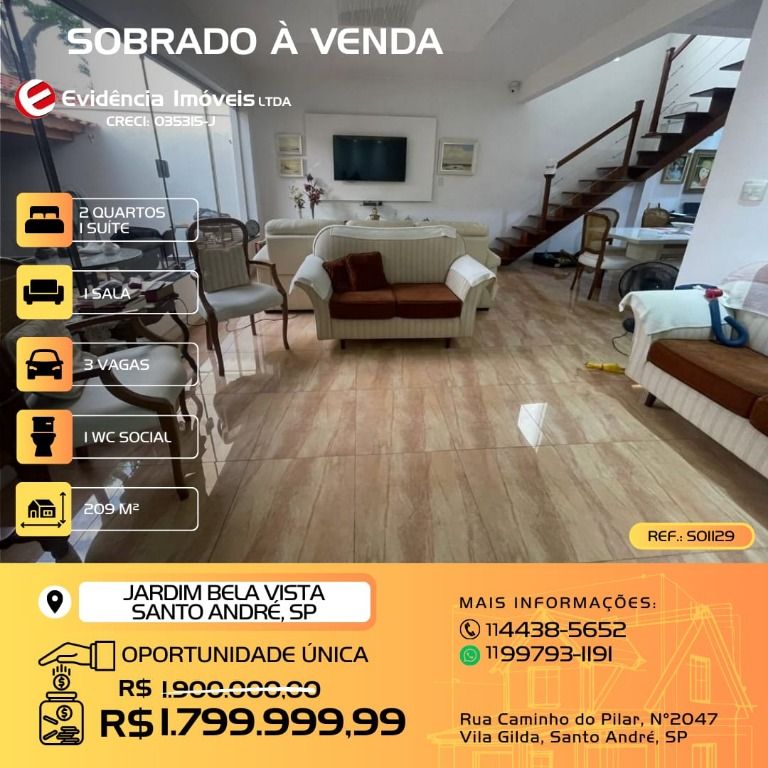 Sobrado à venda no Jardim Bela Vista: 