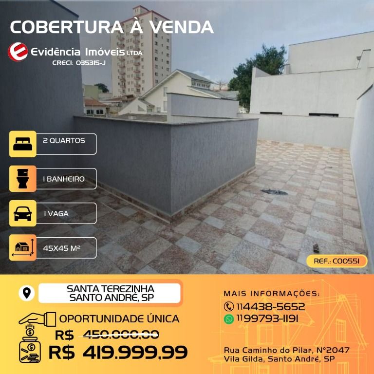 Cobertura à venda no Santa Teresinha: 