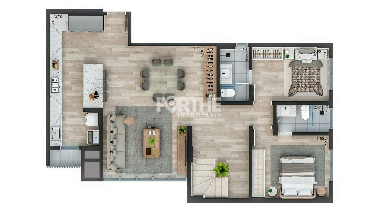 Apartamento 3 Dormitórios Centro 127m²