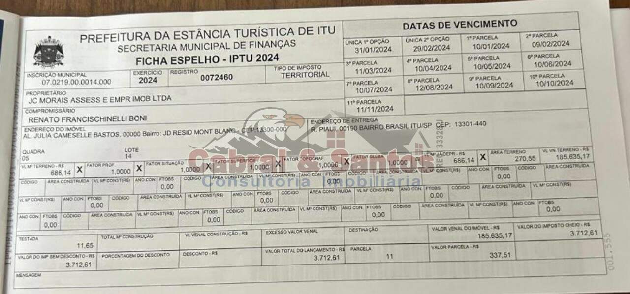 TERRENO à venda no CONDOMÍNIO RESIDENCIAL MONT BLANC: Foto 06