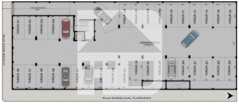 Apartamento à venda no Centro: Subsolo