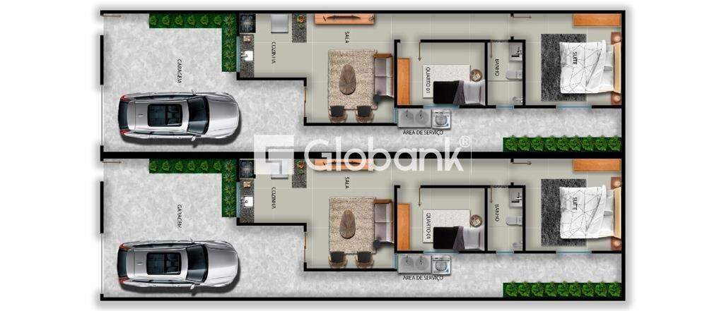 Casa 2 quartos à venda Vila Aliança 44,73m² Montes Claros MG: Planta casa dois quartos