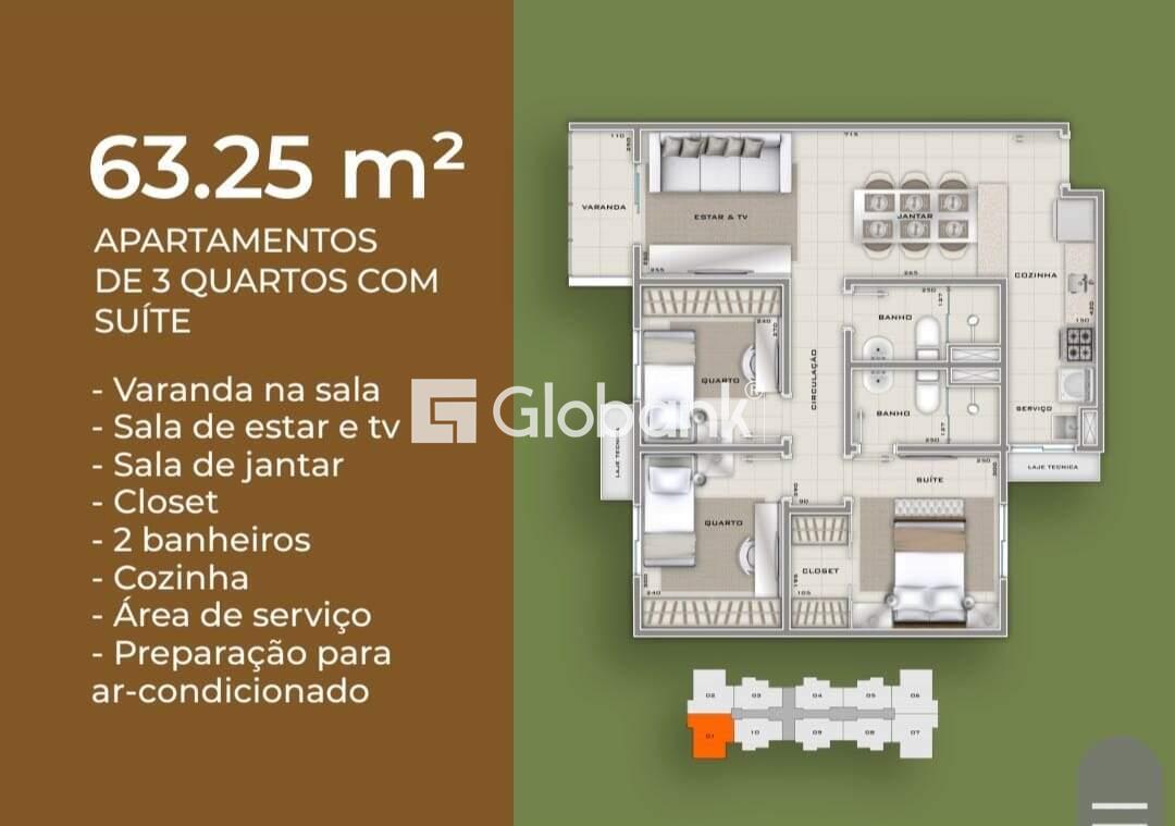 Apartamento 3 quartos à venda Dos Mangues 63,25m² Montes Claros MG: 