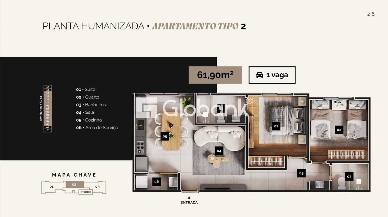 Apartamento 2 quartos à venda Morada do Sol 61,9m² Montes Claros MG: Planta apartamento