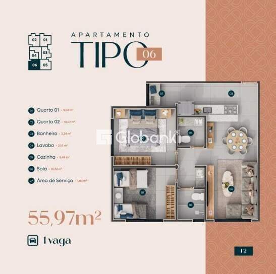 Apartamento 2 quartos à venda Cândida Câmara 56m² Montes Claros MG: 