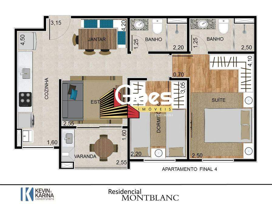 Apartamento à venda com 2 quartos, 54m² - Foto 1