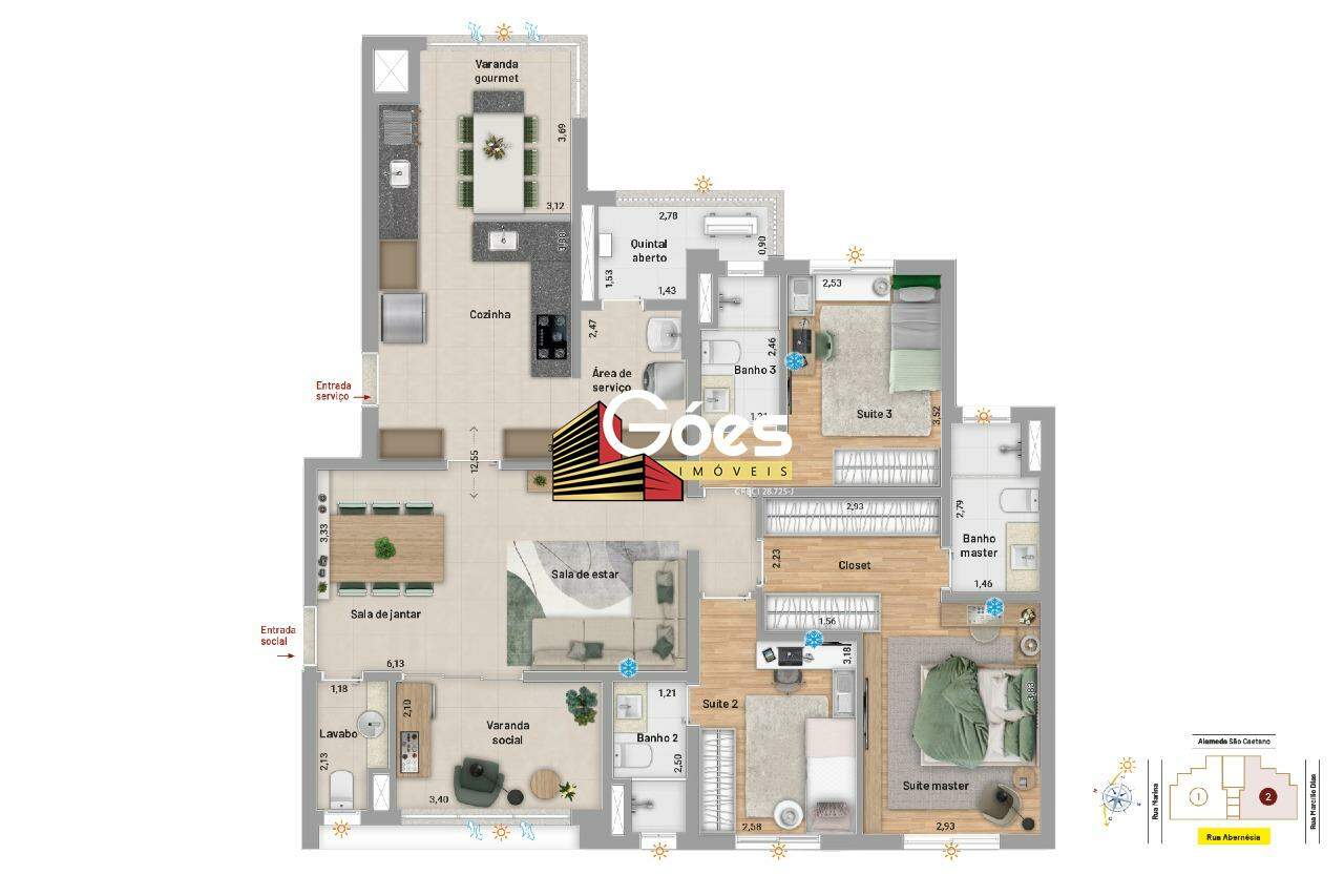 Apartamento à venda com 3 quartos, 134m² - Foto 1