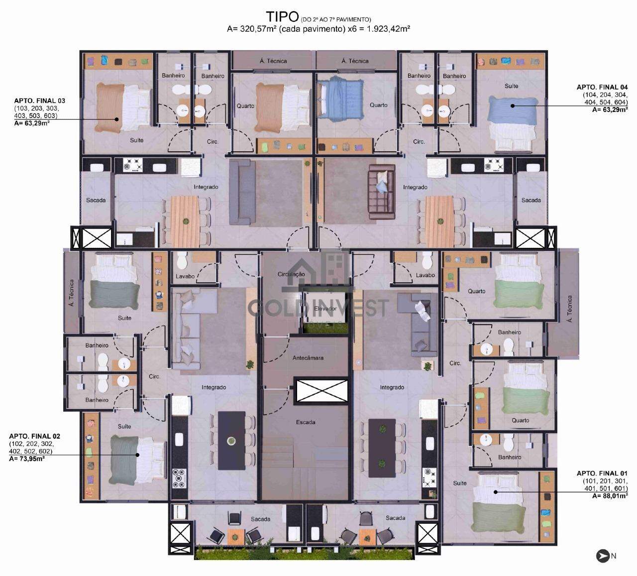 Apartamento de 2 quartos, 74m² no bairro Rio Branco, em Brusque | Eu Corretor
