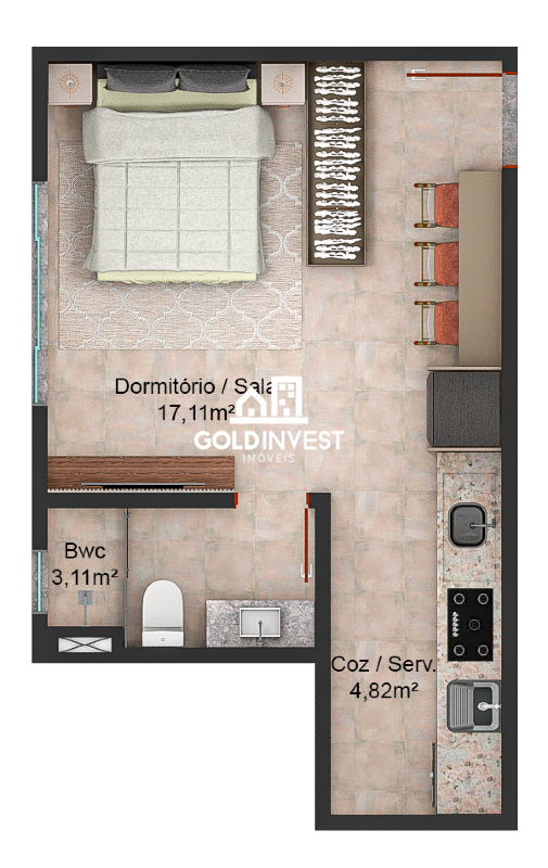 Apartamento de 1 quarto, 28m² no bairro Bateas, em Brusque | Eu Corretor