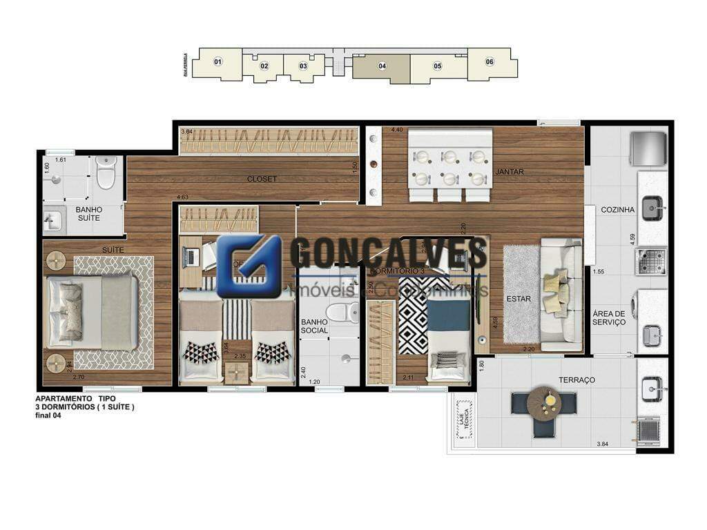 132772, Apartamento, à venda, à venda, 704.000,00,Fundação, São Caetano do Sul,2 quartos: 
