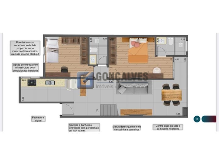 5595, Apartamento Cobertura, à venda, à venda, 1.200.000,00,Centro, São Bernardo do Campo,2 quartos: A (32)