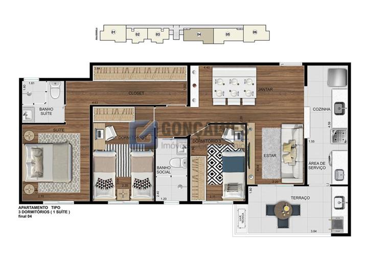 6021, Apartamento, à venda, à venda, 792.000,00,FUNDACAO, São Caetano do Sul,3 quartos: A (15)